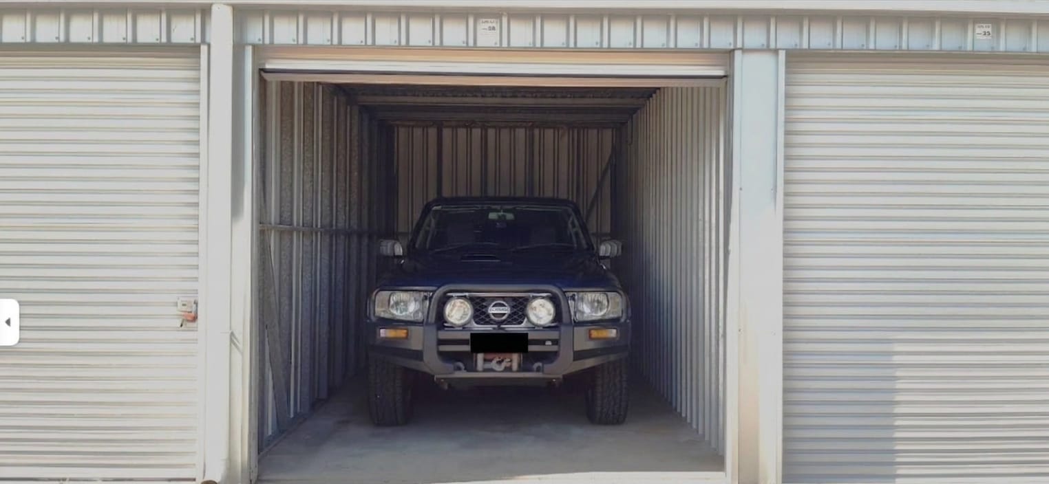 6 by 3 metre storage shed in Maroochydore with a 4WD parked inside, showing the spacious interior.